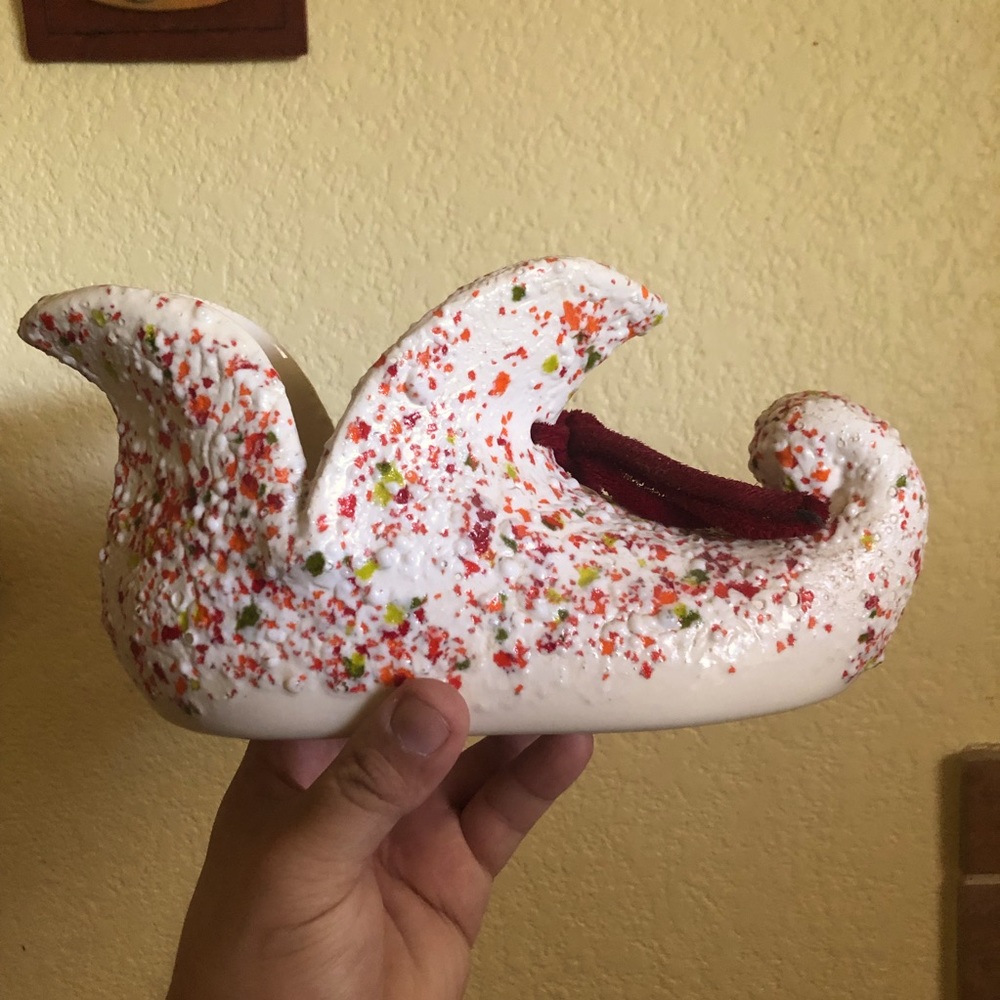 Ceramic holiday sprinkles stocking decor